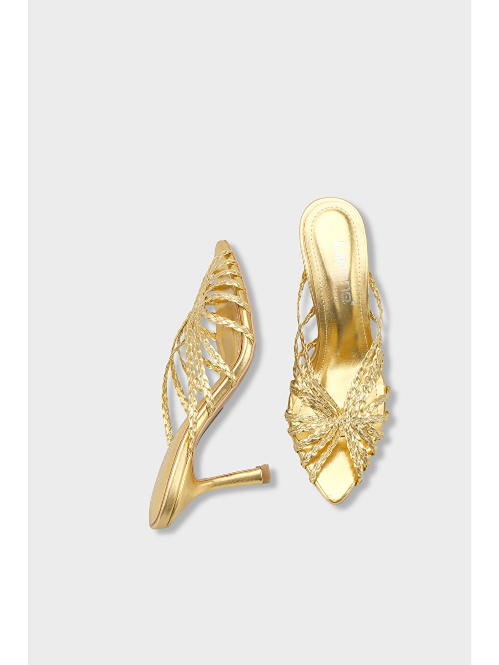 Sarı Lacie Örgü Orta Topuklu Kadın Terlik-5