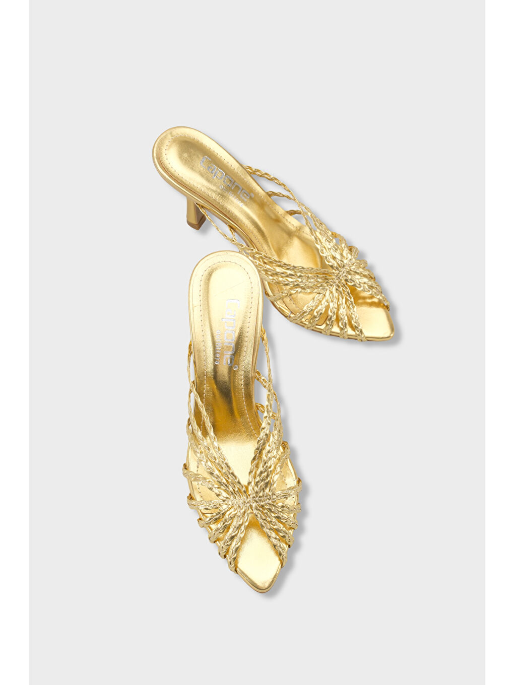 Sarı Lacie Örgü Orta Topuklu Kadın Terlik-6