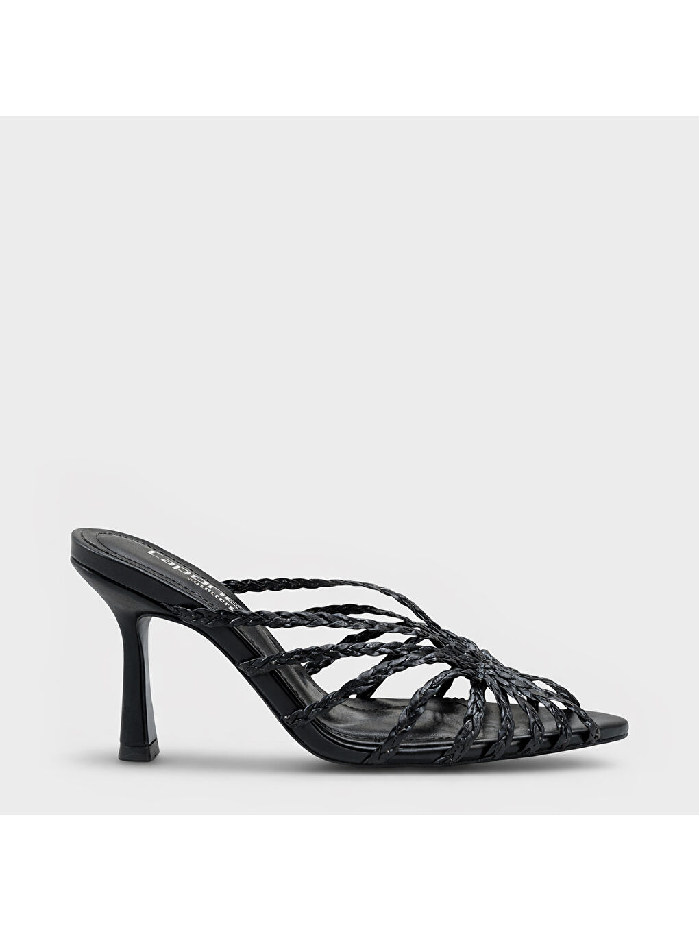 Siyah Lacie Örgü Orta Topuklu Kadın Terlik