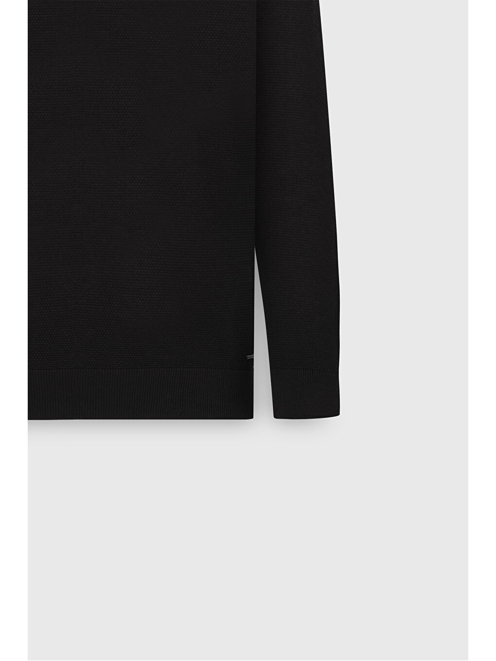 Erkek Siyah Pamuklu Standart Fit Normal Kesim Bisiklet Yaka Jakarlı Triko Kazak-8