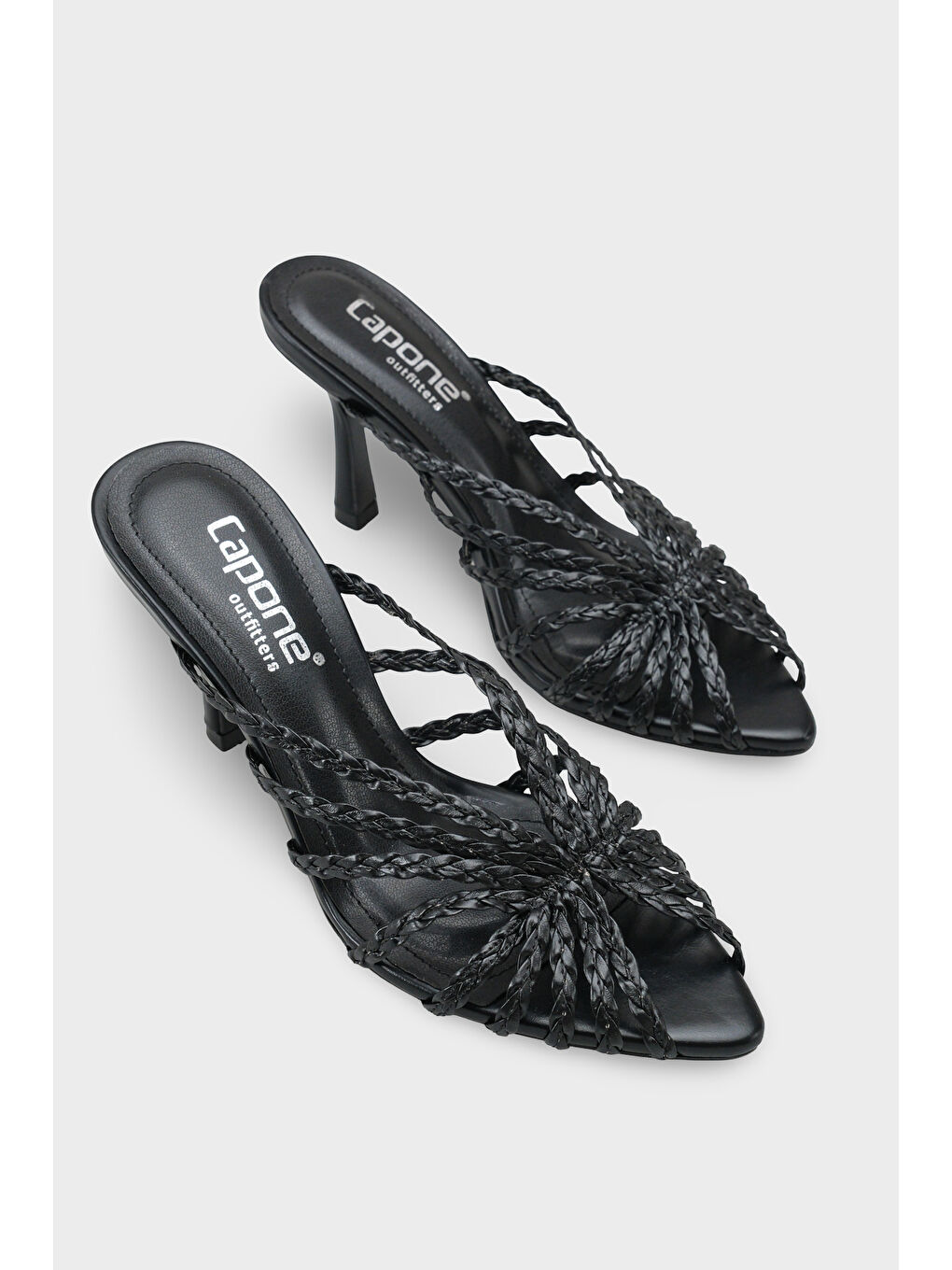Siyah Lacie Örgü Orta Topuklu Kadın Terlik-2