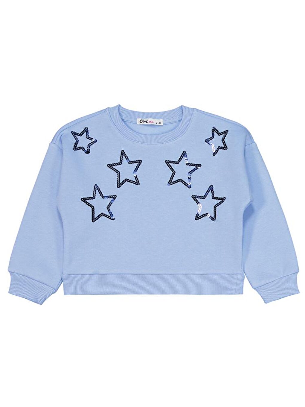 Girls Yıldız Pul Nakışlı 2-5 Yaş Eşofman Takımı - Mavi 5-6 Yaş-1