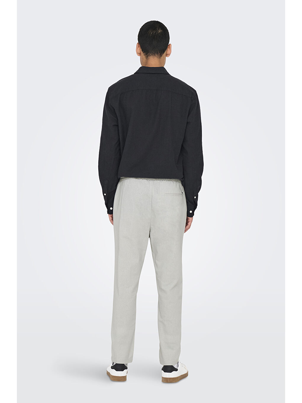 Gri Onslinus Keten ve Pamuk Karışımlı Tapered Fit Daralan Paça Pantolon 22024966-3