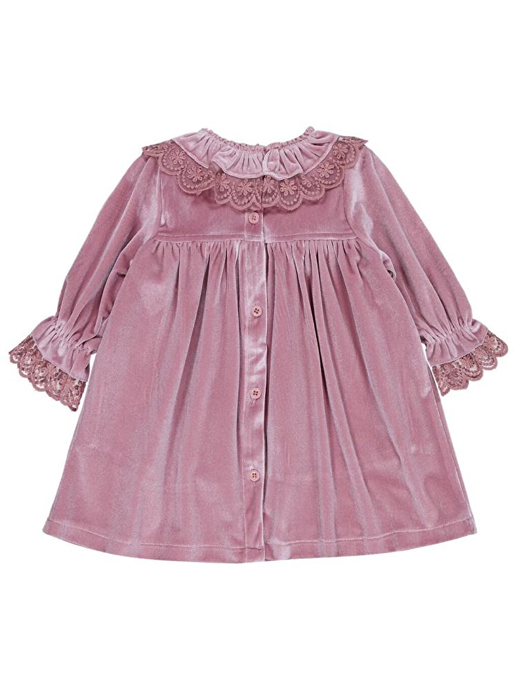 Baby Yakası Fırfırlı 6-18 Ay Elbise - Pembe 9-12 Ay-1