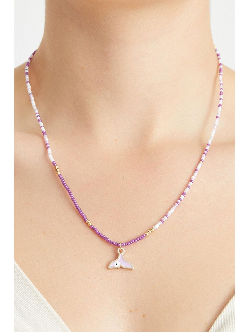 Mor Çok Renkli Kadın Boncuk Kolye Apns000206