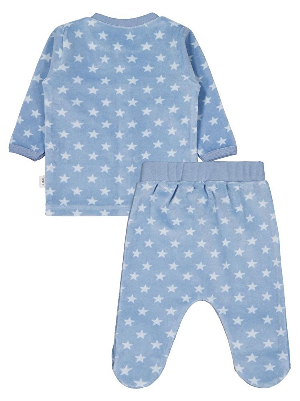 Baby Yıldız Empirme ve Fok Nakışlı 1-9 Ay Pijama Takımı - Mavi 1-3 Ay-1