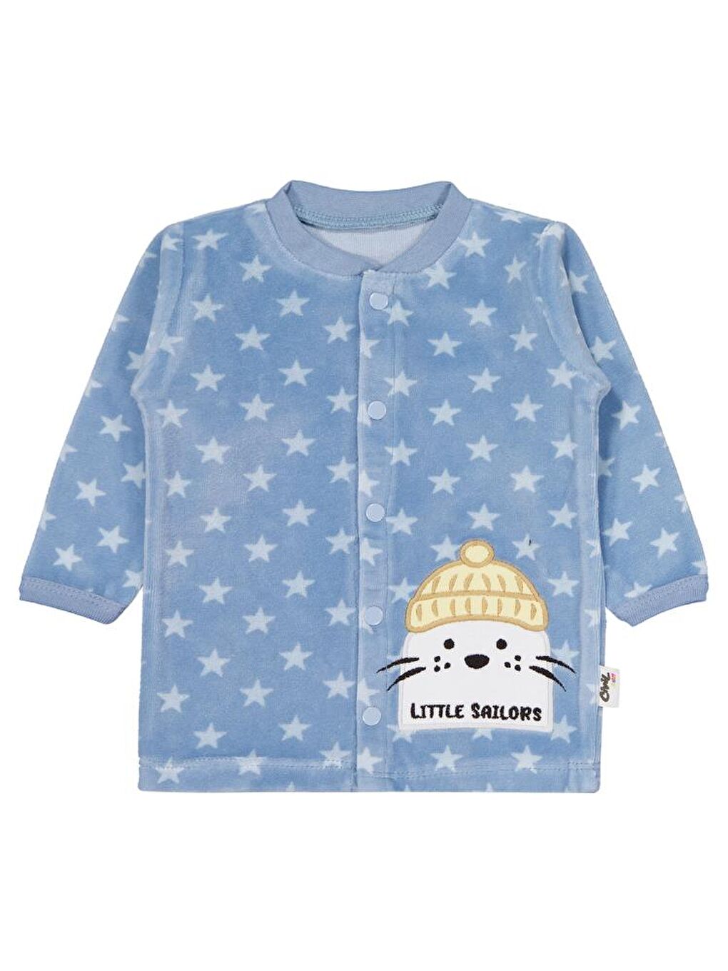 Baby Yıldız Empirme ve Fok Nakışlı 1-9 Ay Pijama Takımı - Mavi 1-3 Ay-2