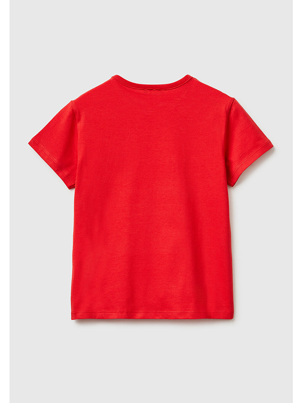 Kız Çocuk Kırmızı Simli Grafik Baskılı Yuvarlak Yaka T-Shirt-1