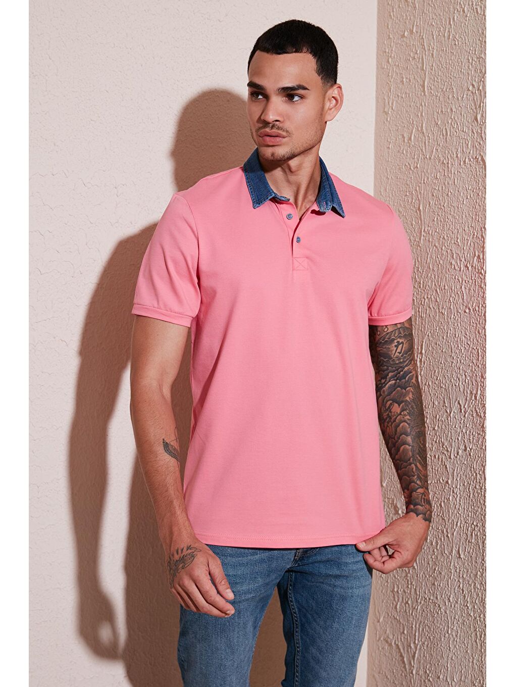 Buratti Seker Pembe % 100 Pamuk Düğmeli Regular Fit Polo Yaka T Shirt Erkek Polo Yaka T Shirt 5902134