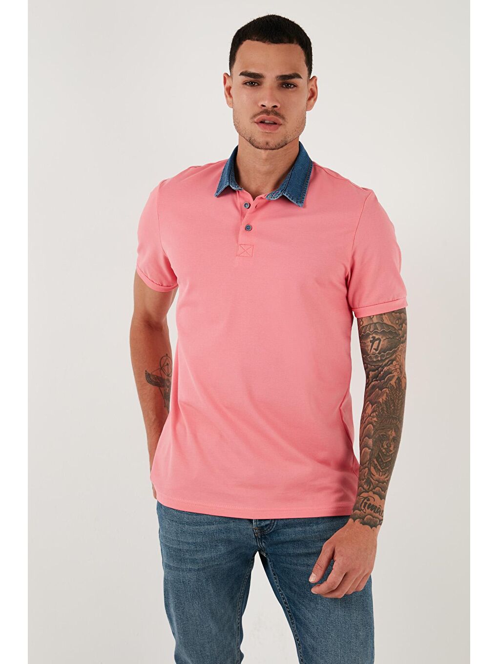 Buratti Seker Pembe % 100 Pamuk Düğmeli Regular Fit Polo Yaka T Shirt Erkek Polo Yaka T Shirt 5902134 - 1