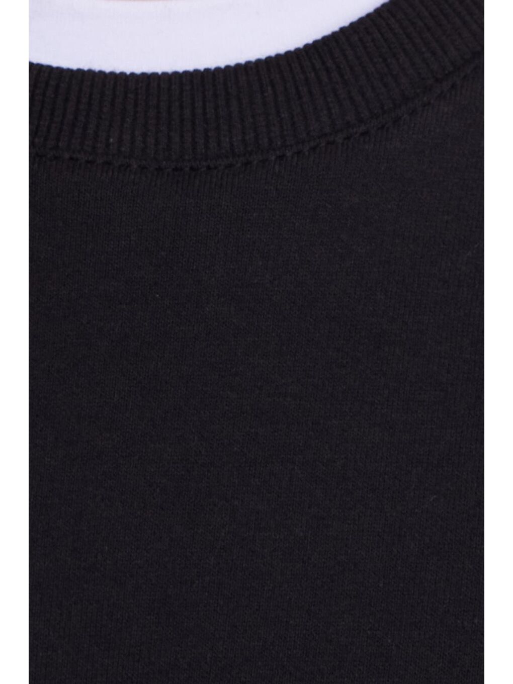 Kadın Oversize Geniş Kesim Pamuklu Bisiklet Yaka Siyah Sweatshirt-2