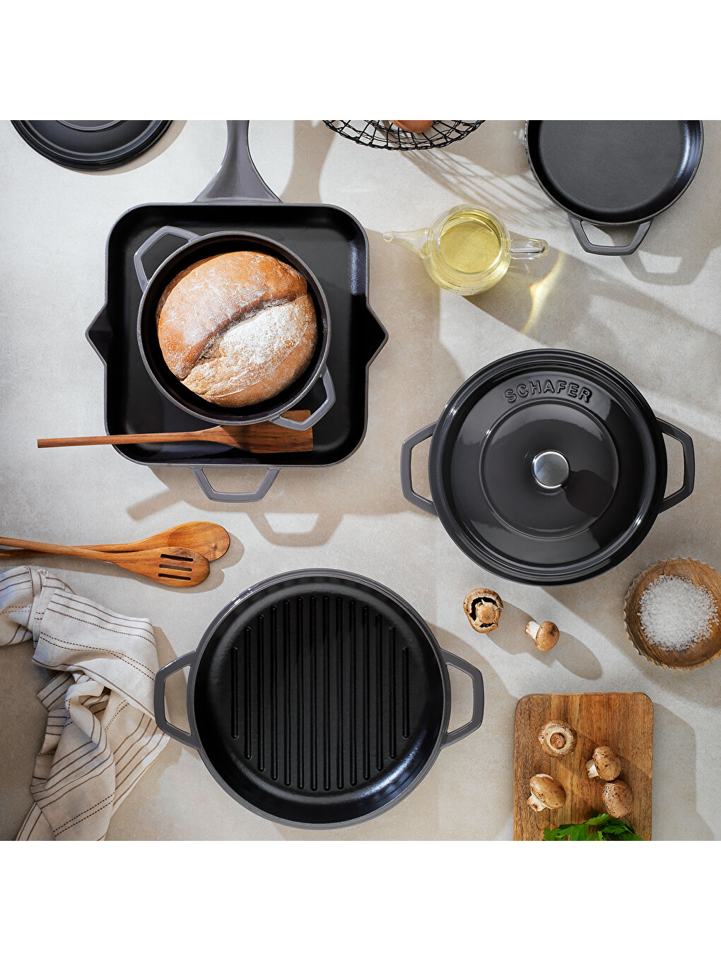 Guss Chef Döküm Kare Kızartma Tavası 28x28 Cm – Gri-1