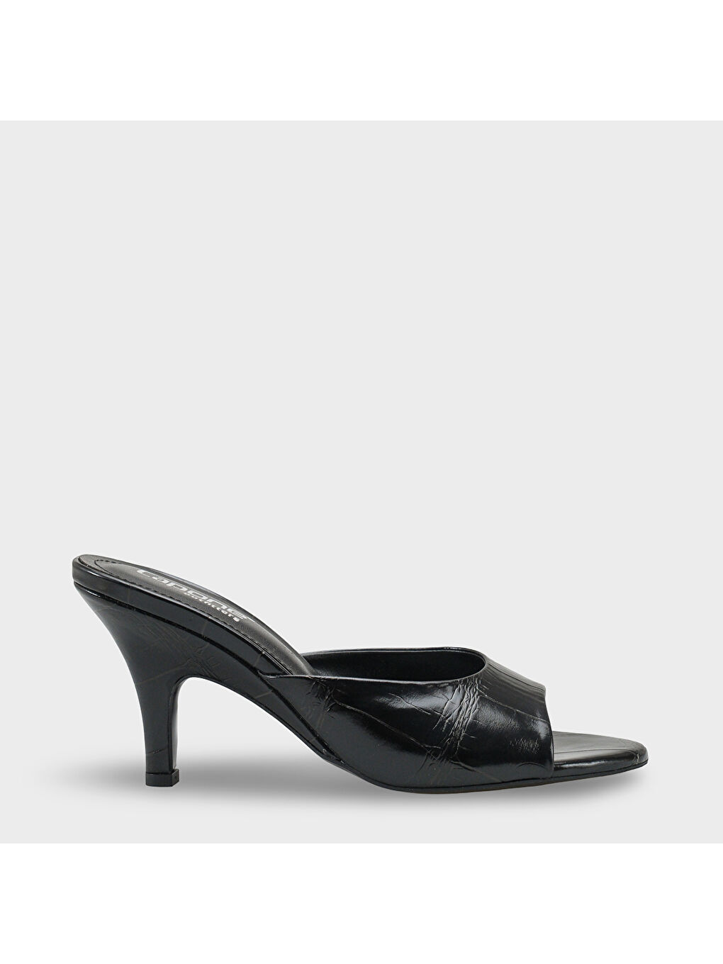 Siyah Nadeen Feta Dolgu Orta Topuklu Kadın Terlik