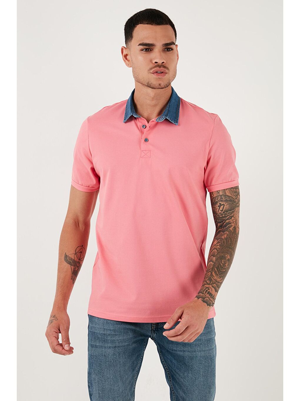 Buratti Seker Pembe % 100 Pamuk Düğmeli Regular Fit Polo Yaka T Shirt Erkek Polo Yaka T Shirt 5902134 - 4