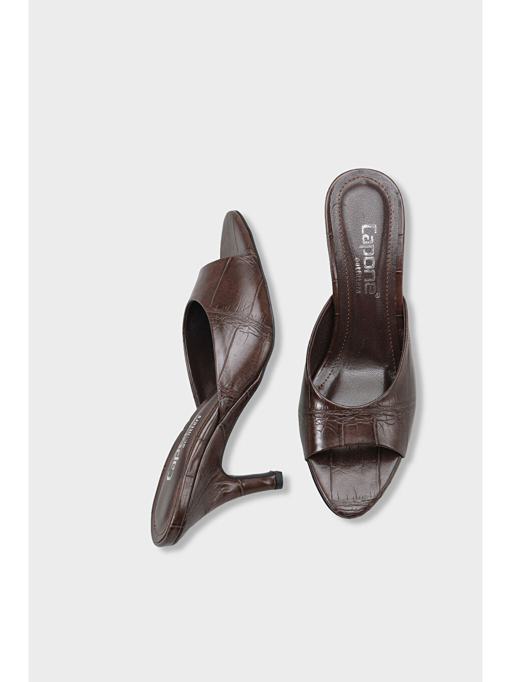 Kahverengi Nadeen Feta Dolgu Orta Topuklu Kadın Terlik-4