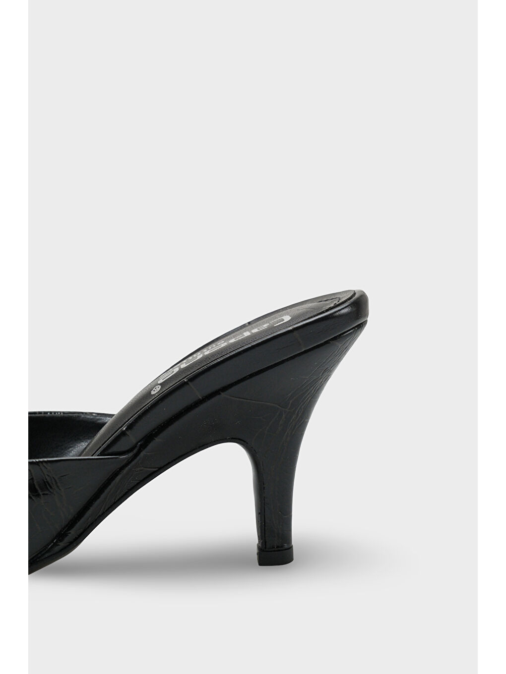 Siyah Nadeen Feta Dolgu Orta Topuklu Kadın Terlik-3