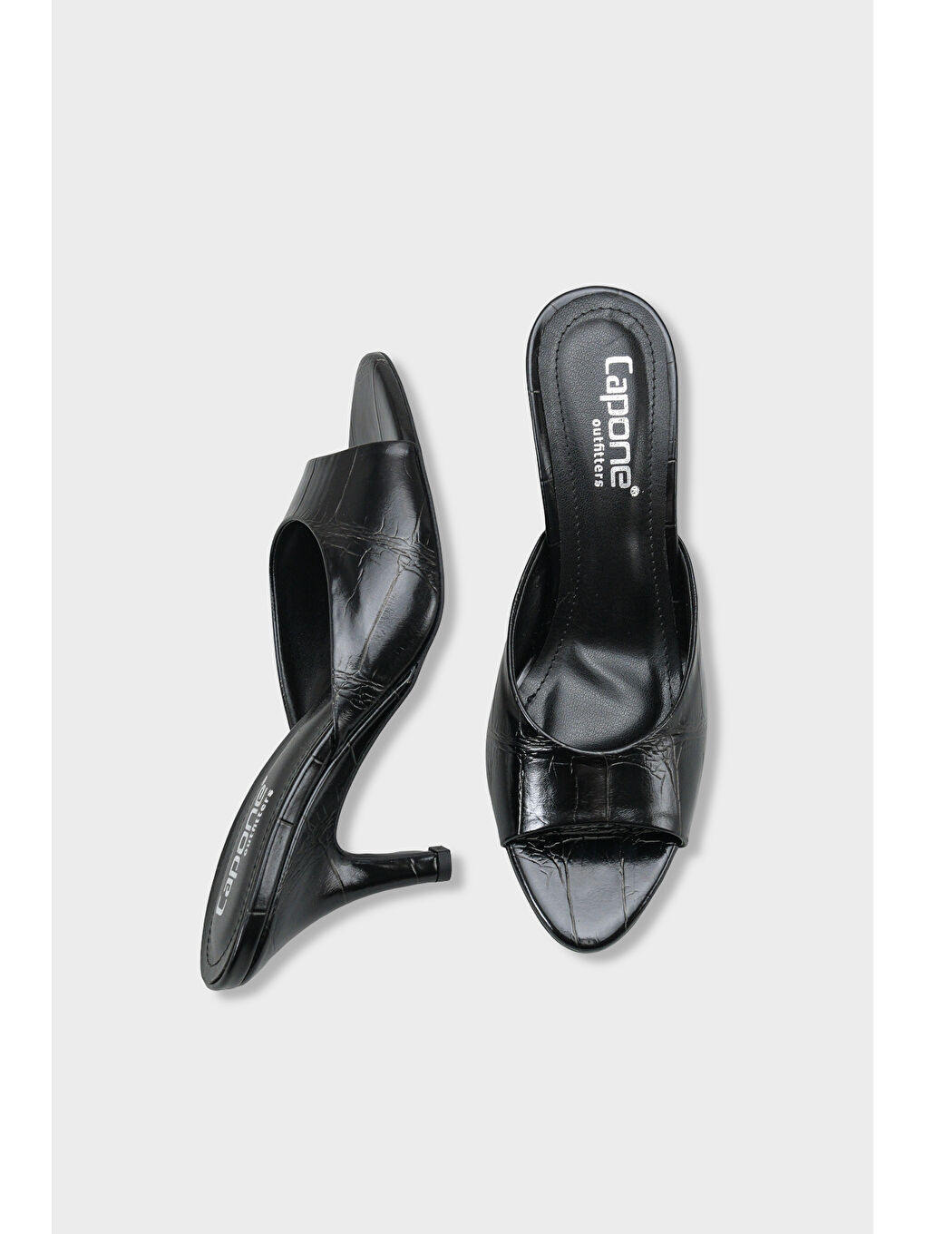 Siyah Nadeen Feta Dolgu Orta Topuklu Kadın Terlik-4