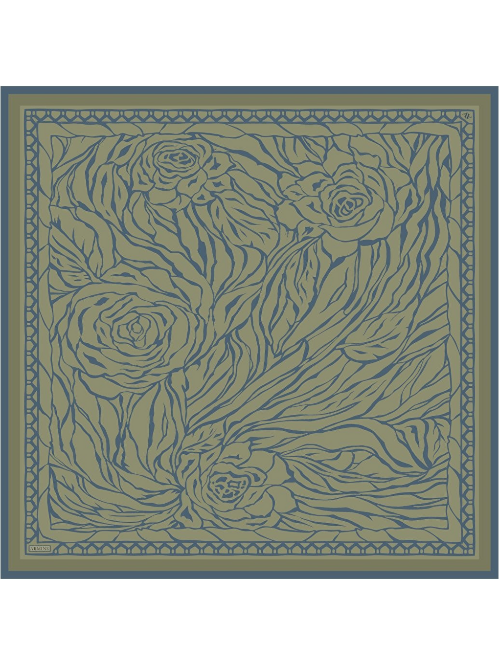 Haki Saf İpek Twill Eşarp 9511D 08-3