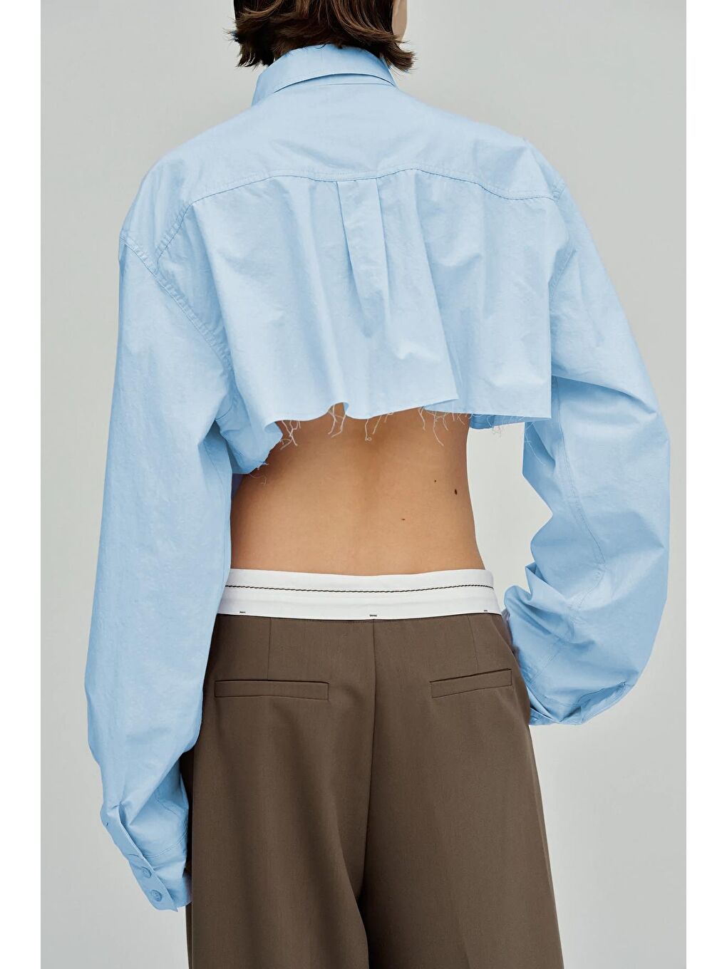 Mavi Cep Detaylı Crop Gömlek Mg1644-5