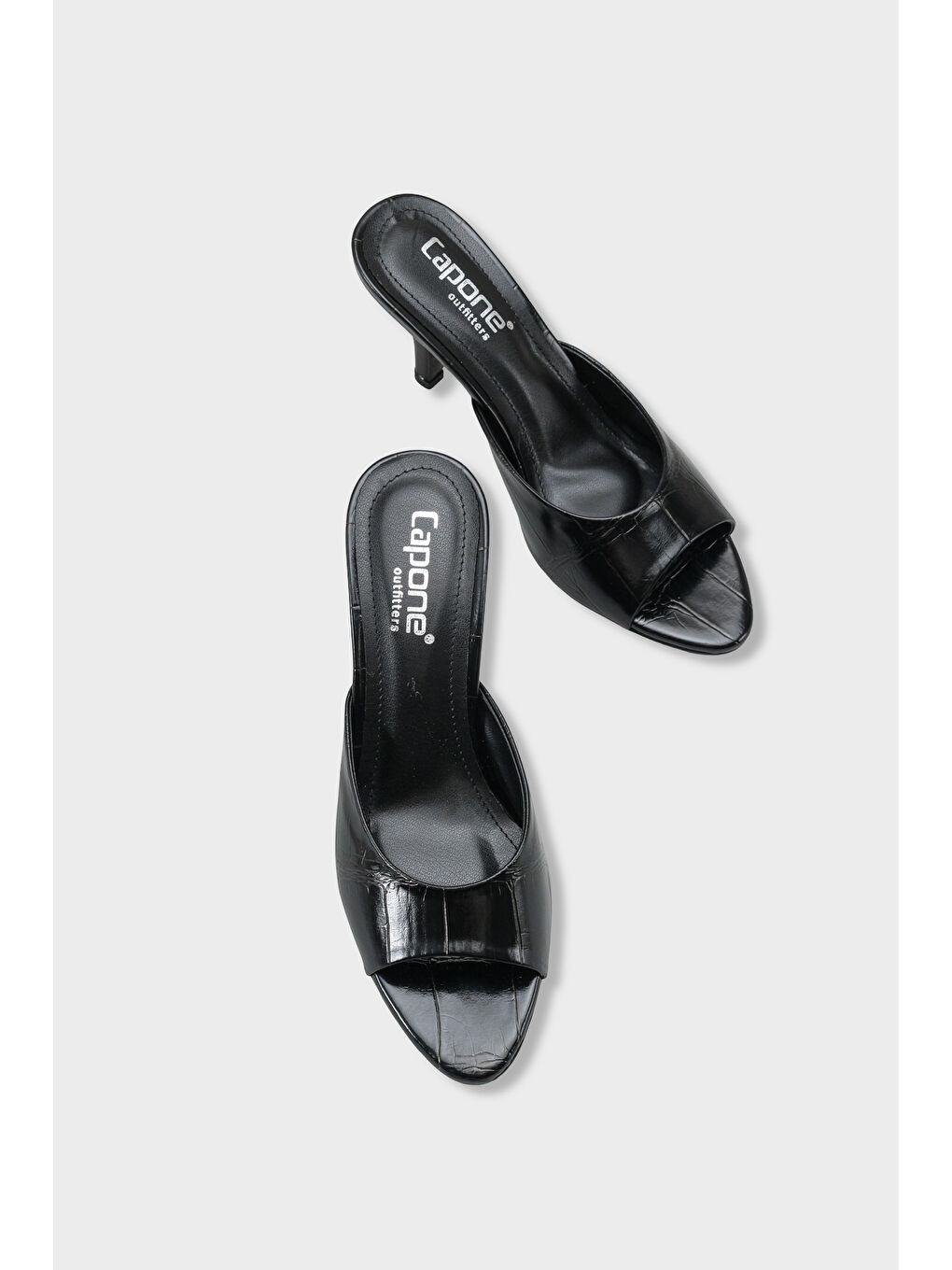 Siyah Nadeen Feta Dolgu Orta Topuklu Kadın Terlik-5