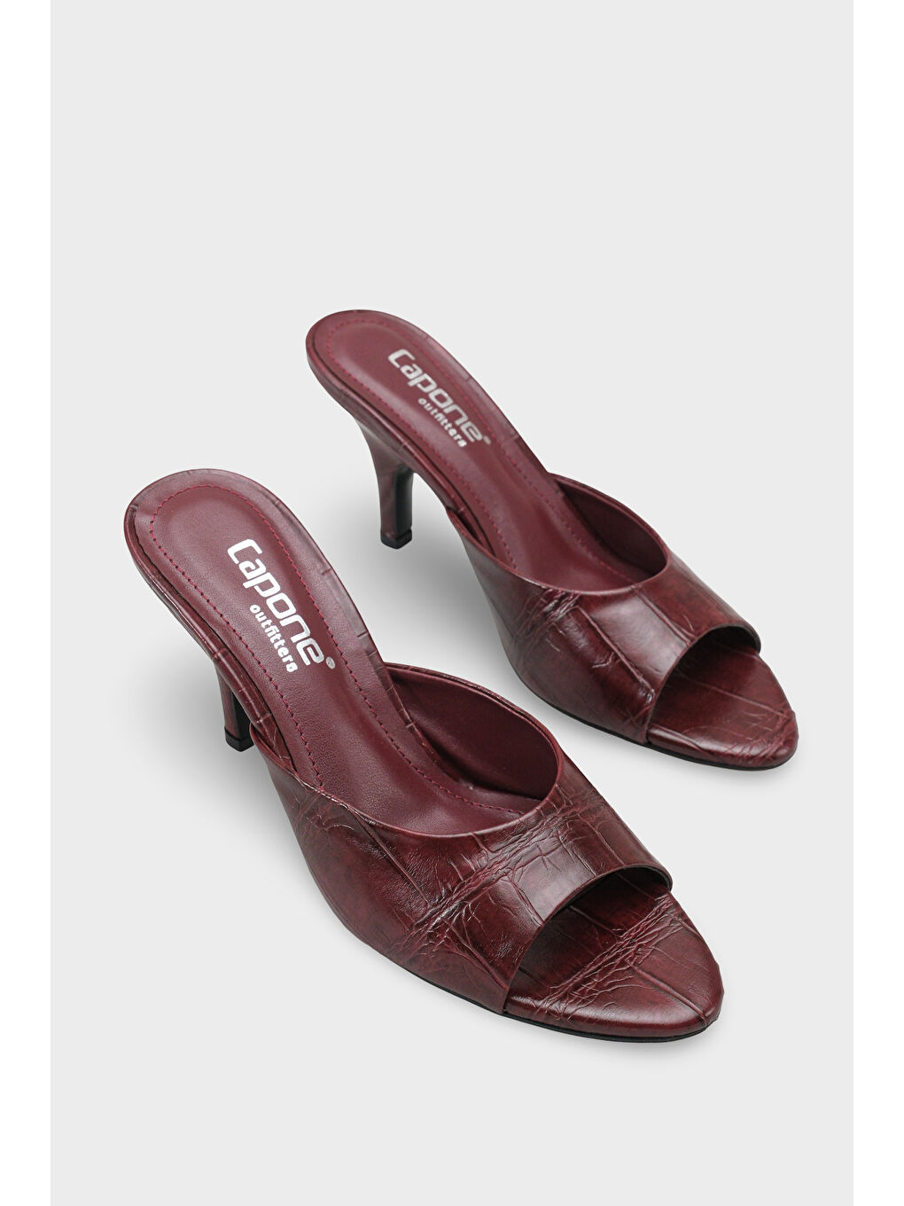 Bordo Nadeen Feta Dolgu Orta Topuklu Kadın Terlik-1