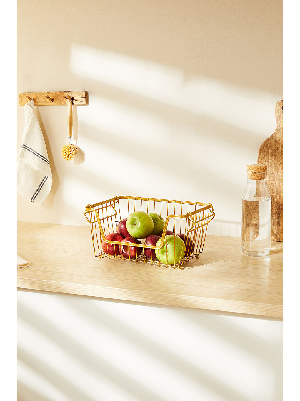 Sarı Altın Renk Metal Sepet 32 x 22 x 16 cm-2