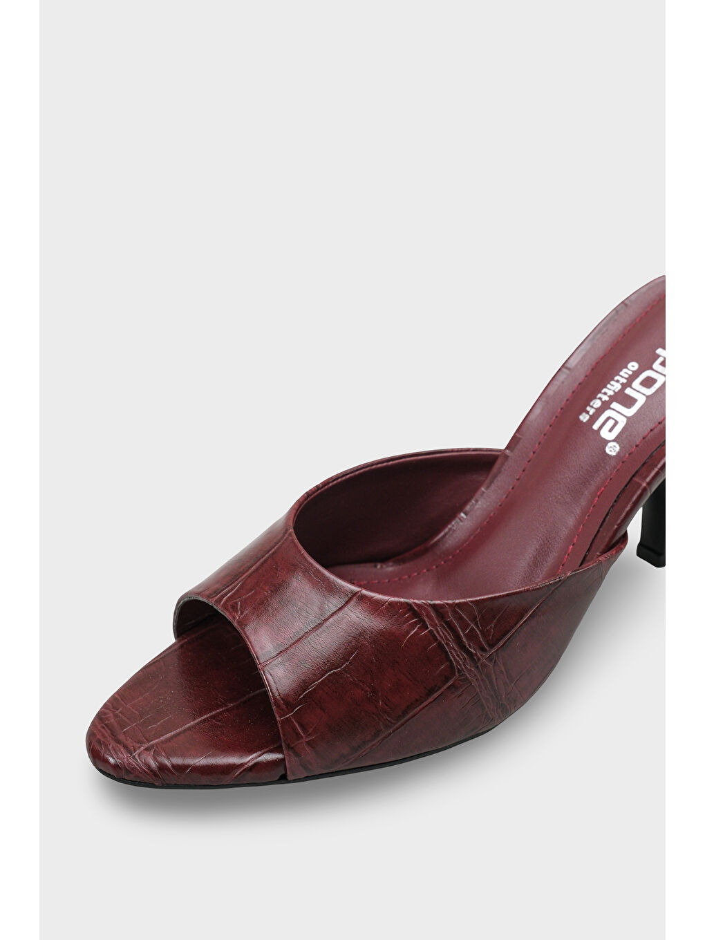 Bordo Nadeen Feta Dolgu Orta Topuklu Kadın Terlik-2