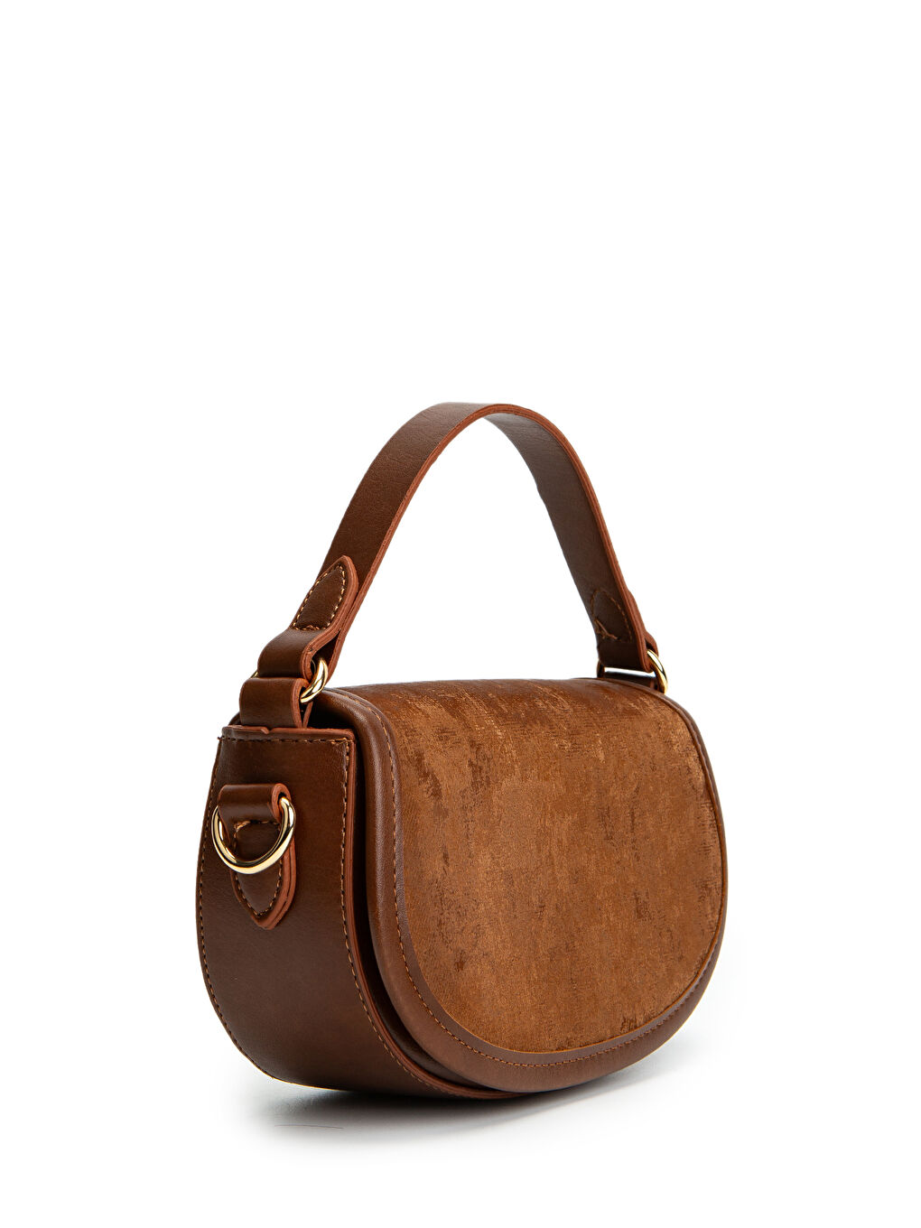 Kahverengi Uzun Askılı Stella Süet Kadın Çapraz Çanta Taba-3