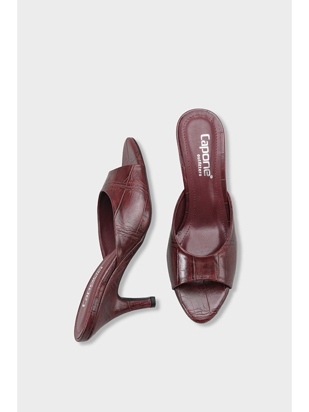 Bordo Nadeen Feta Dolgu Orta Topuklu Kadın Terlik-4