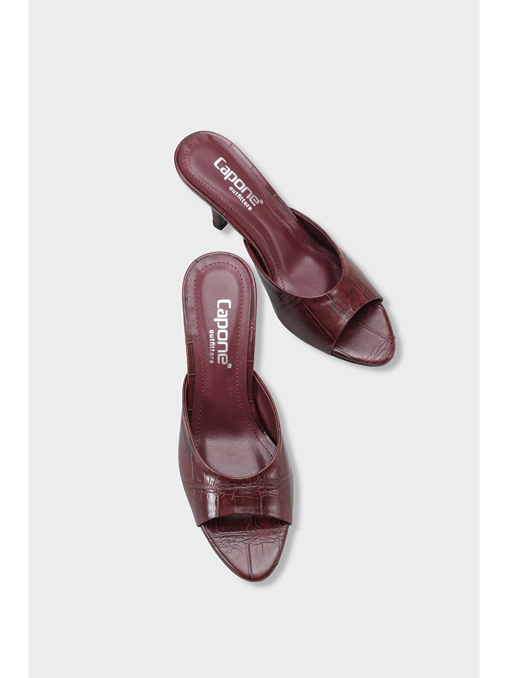 Bordo Nadeen Feta Dolgu Orta Topuklu Kadın Terlik-5