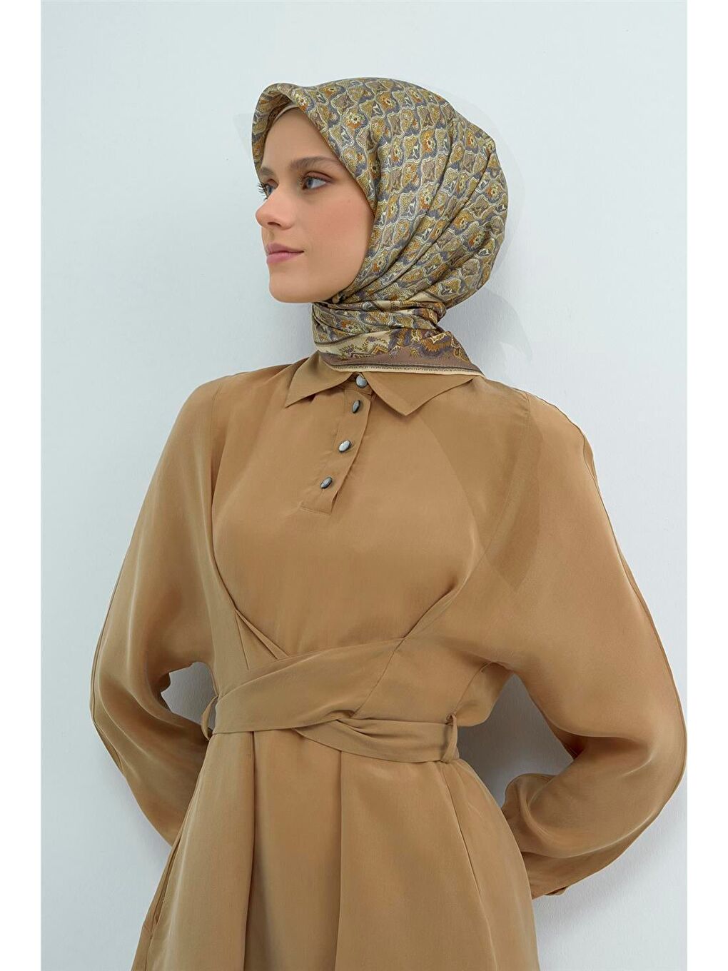 Haki Saf İpek Sura Eşarp 9518D 35-1