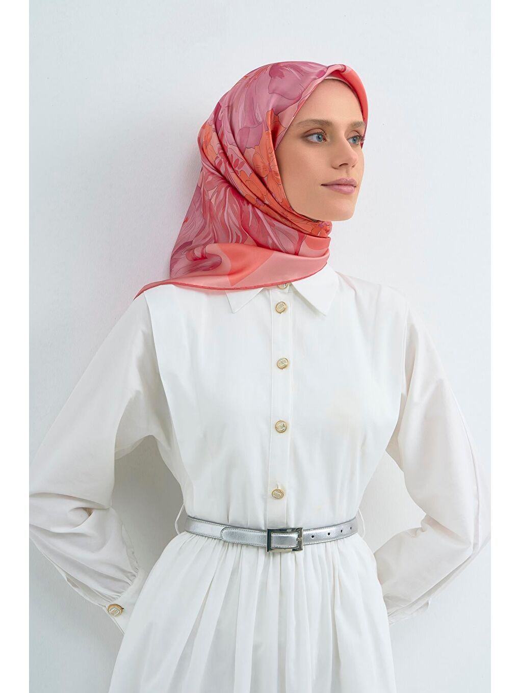 Turuncu Saf İpek Sura Eşarp 9529D 55