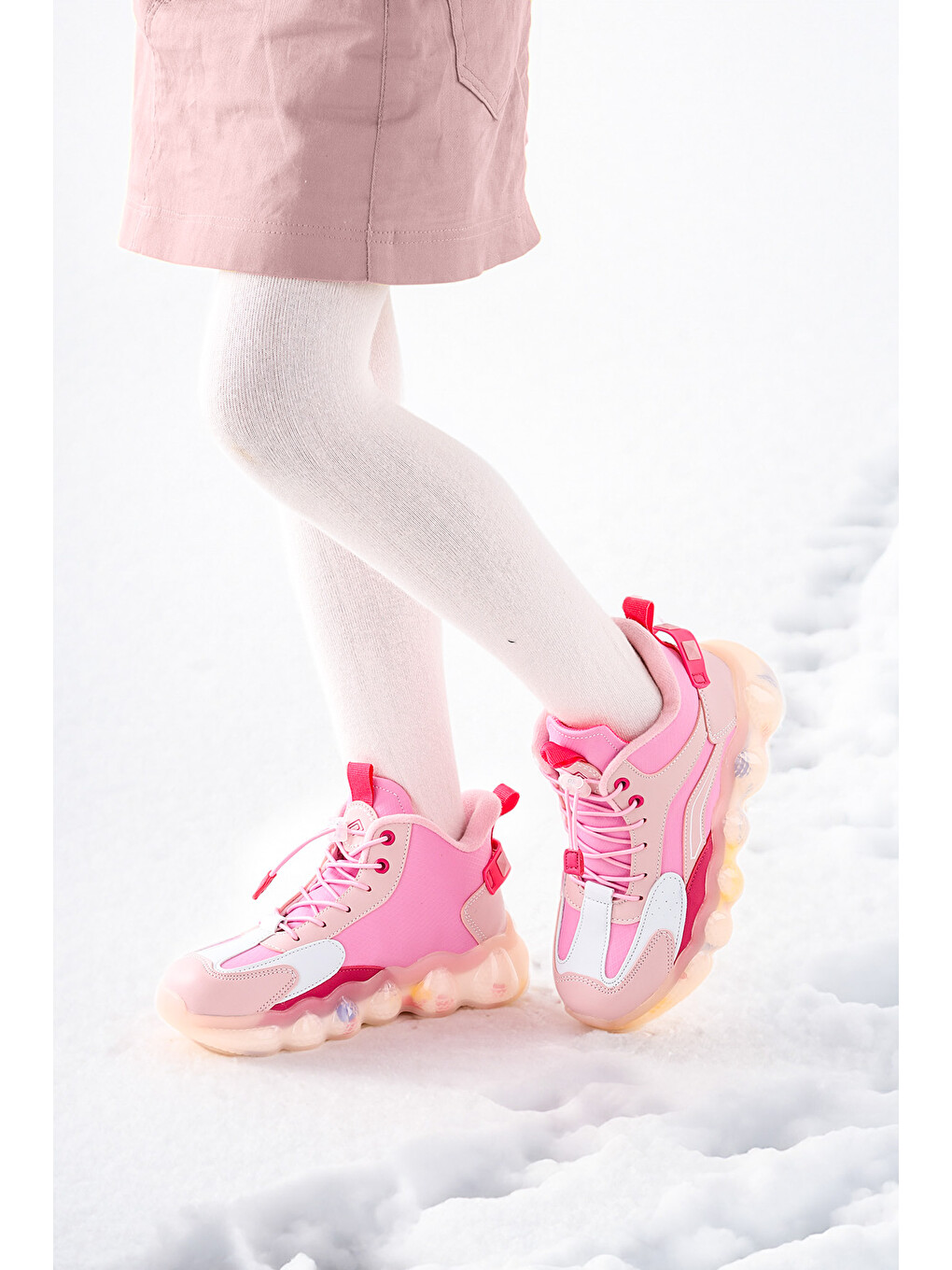 Pembe Edi Lastikli Günlük Kız Çocuk Bot Ayakkabı-1