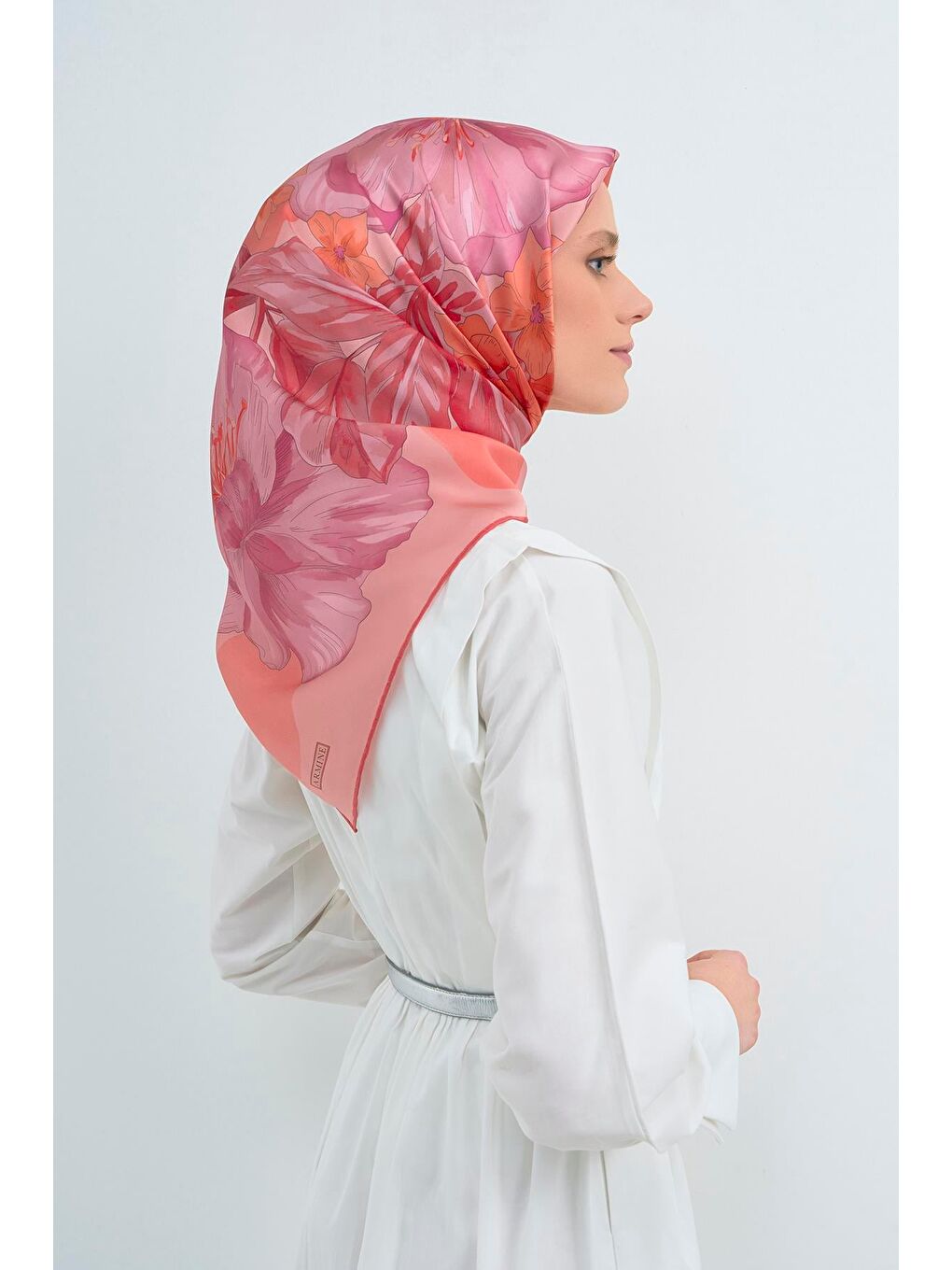 Turuncu Saf İpek Sura Eşarp 9529D 55-2