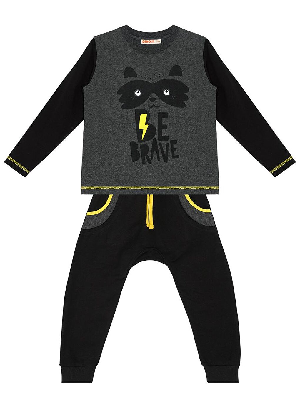 Denokids Siyah Be Brave Erkek Çocuk T-shirt Pantolon Takım - 2