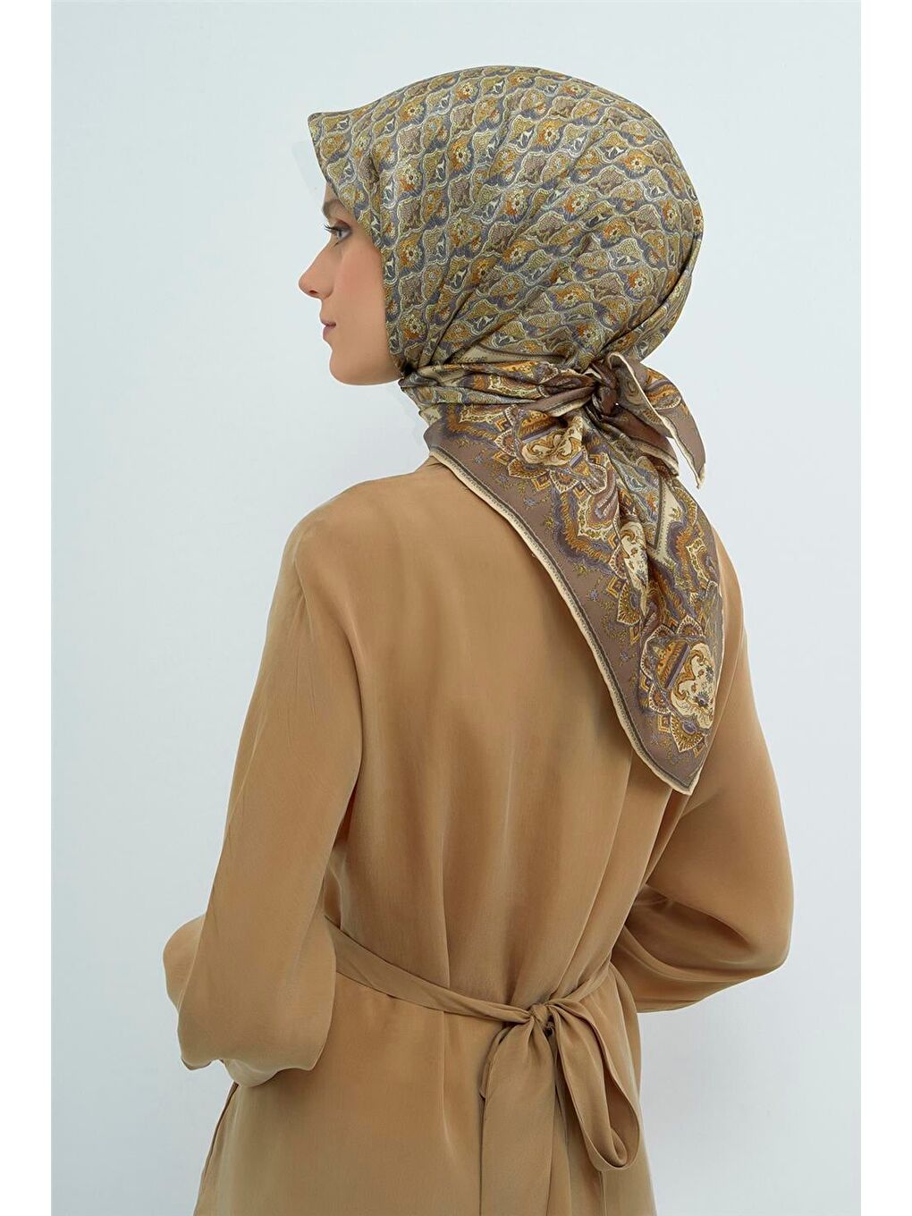 Haki Saf İpek Sura Eşarp 9518D 35-3