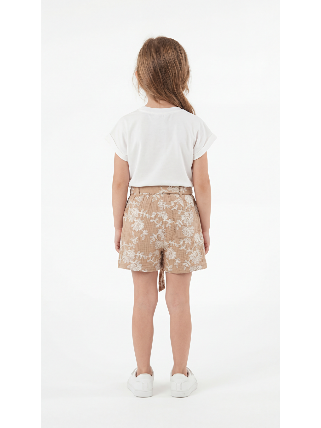 Pembe Papyon Kurdeleli Taşlı Kız Çocuk Tişört-Şort Takım-3