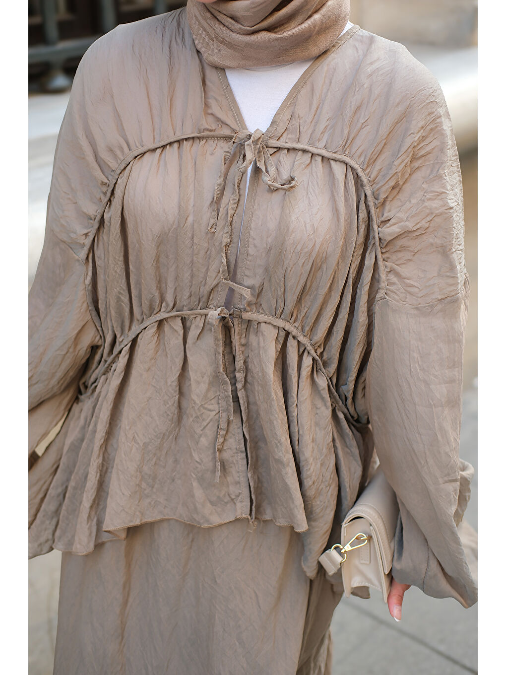 Kadın Etekli Kimono Takım Haki Yeşil-4