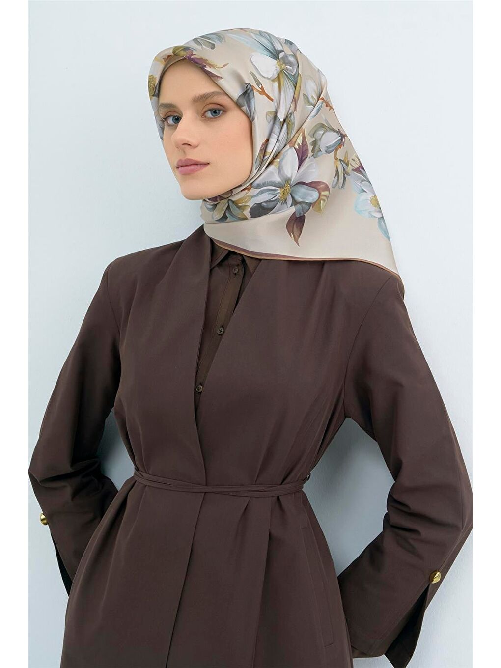 Bej Saf İpek Sura Eşarp 9524D 54-1