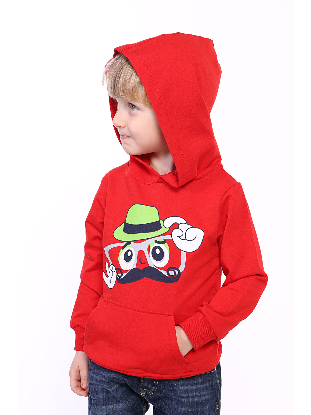 Kırmızı Erkek Çocuk Köpek Baskılı Sweatshirt