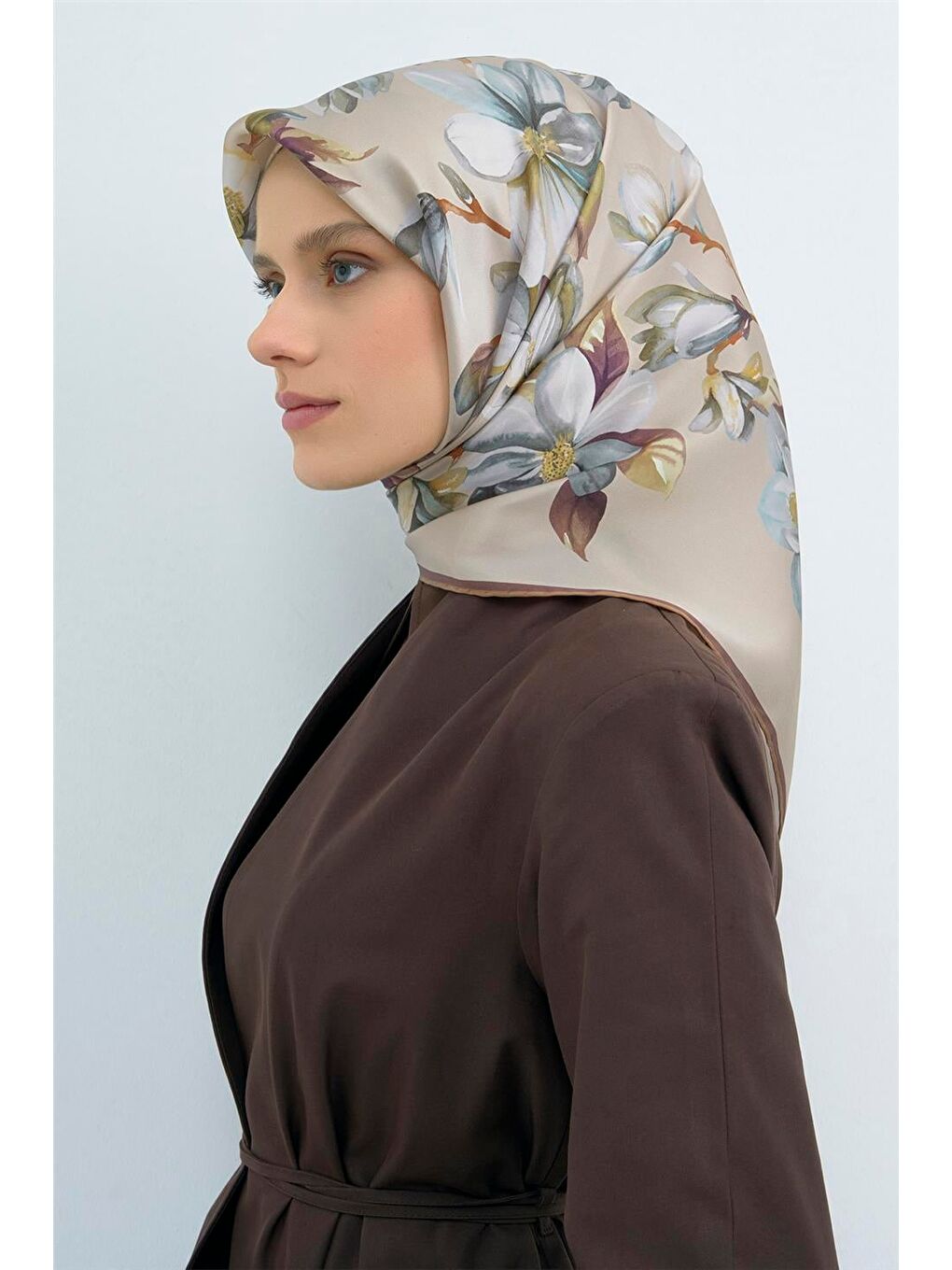 Bej Saf İpek Sura Eşarp 9524D 54-2