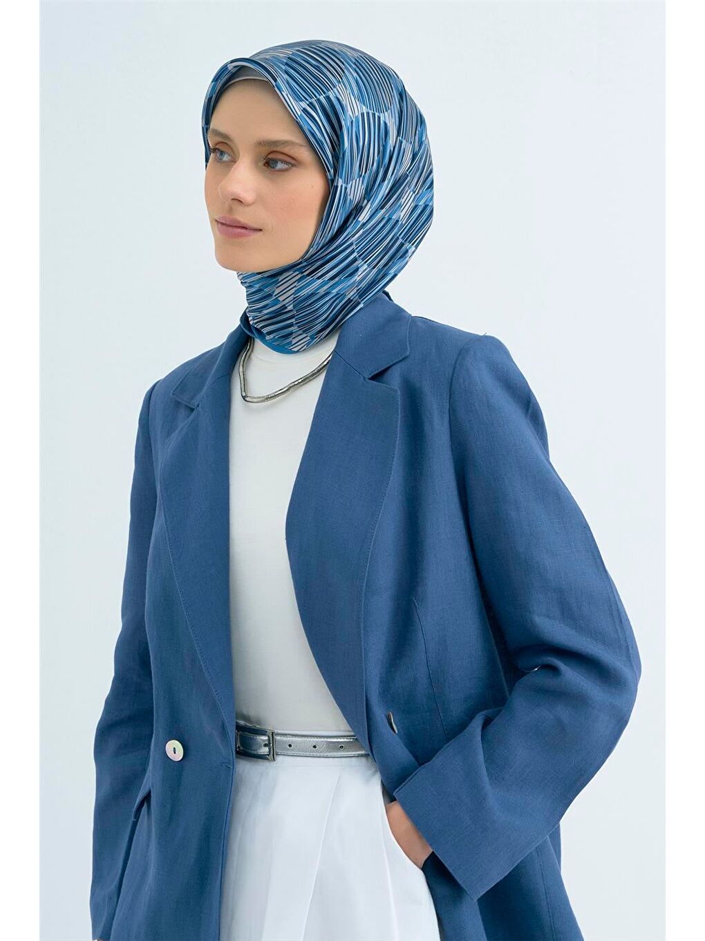 İndigo Saf İpek Twill Eşarp 9533D 87