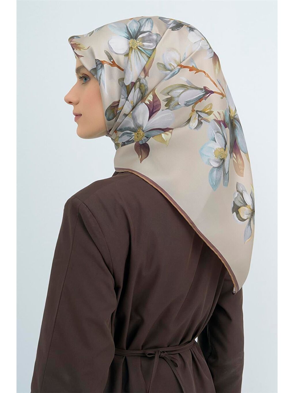 Bej Saf İpek Sura Eşarp 9524D 54-3