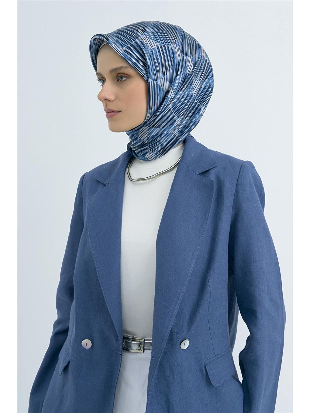 İndigo Saf İpek Twill Eşarp 9533D 87-1