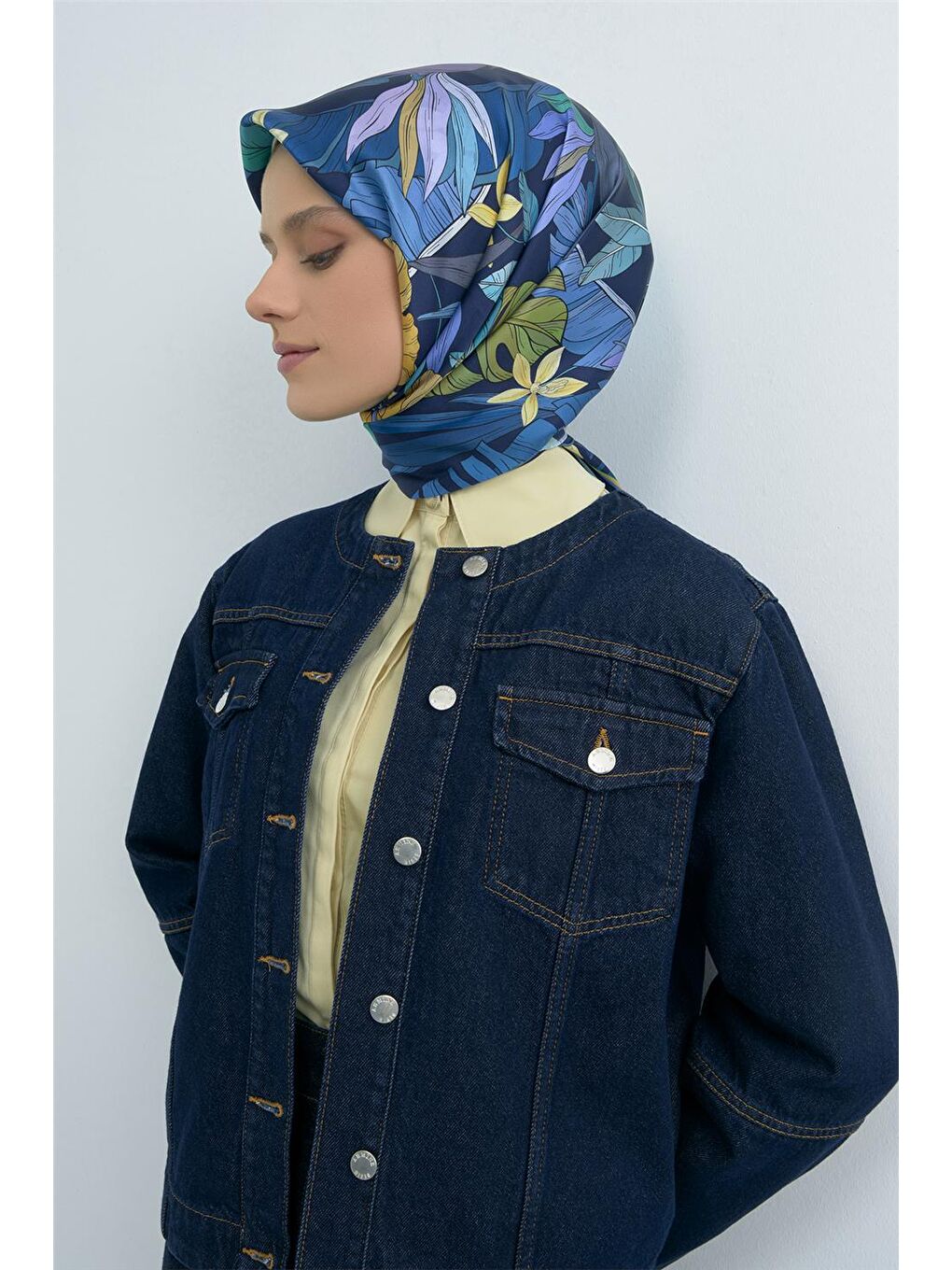 İndigo Saf İpek Twill Eşarp 9500D 32-1