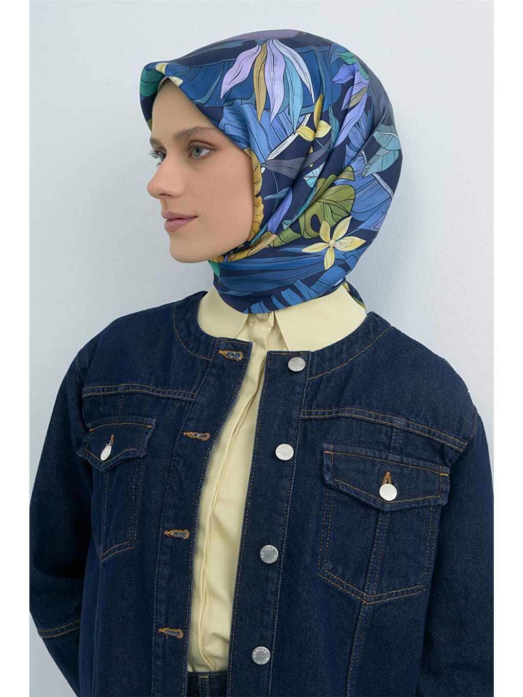 İndigo Saf İpek Twill Eşarp 9500D 32-3