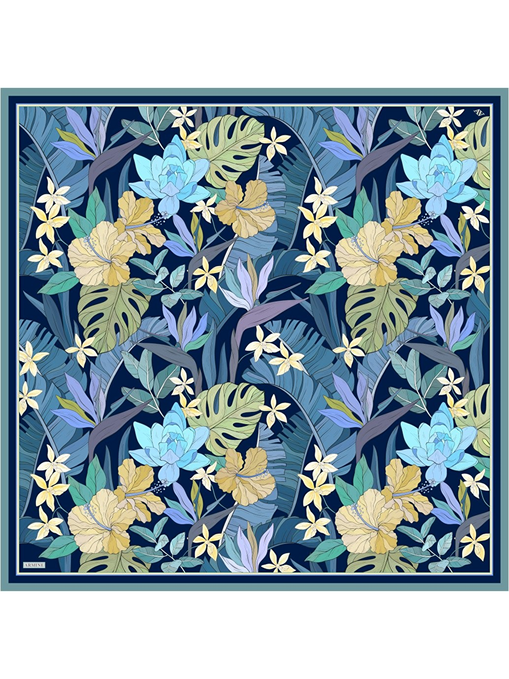 İndigo Saf İpek Twill Eşarp 9500D 32-4