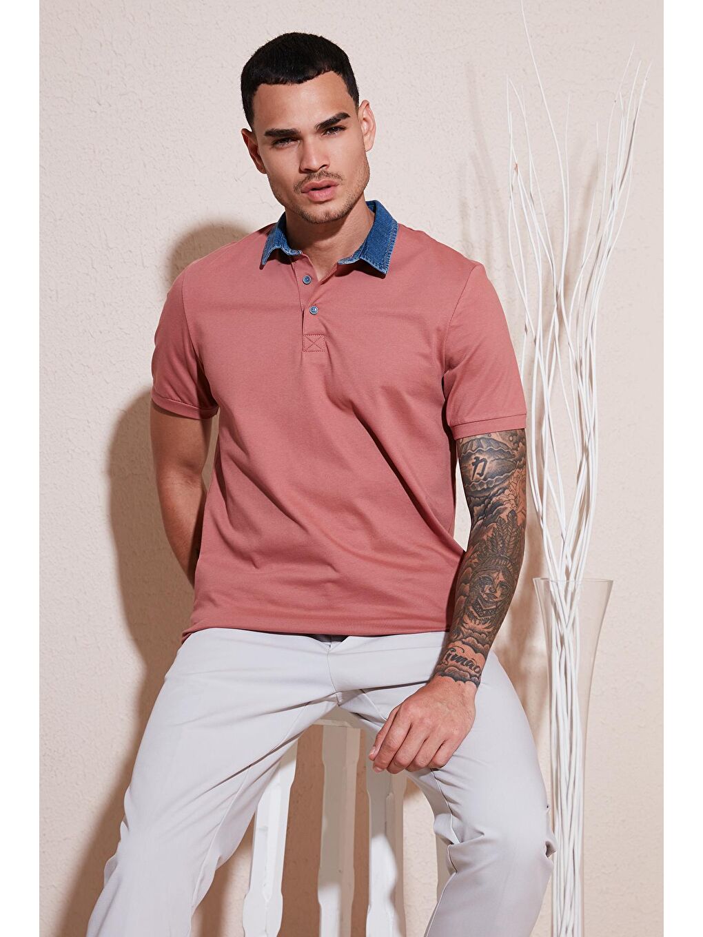 Buratti Pembe % 100 Pamuk Düğmeli Regular Fit Polo Yaka T Shirt Erkek Polo Yaka T Shirt 5902134