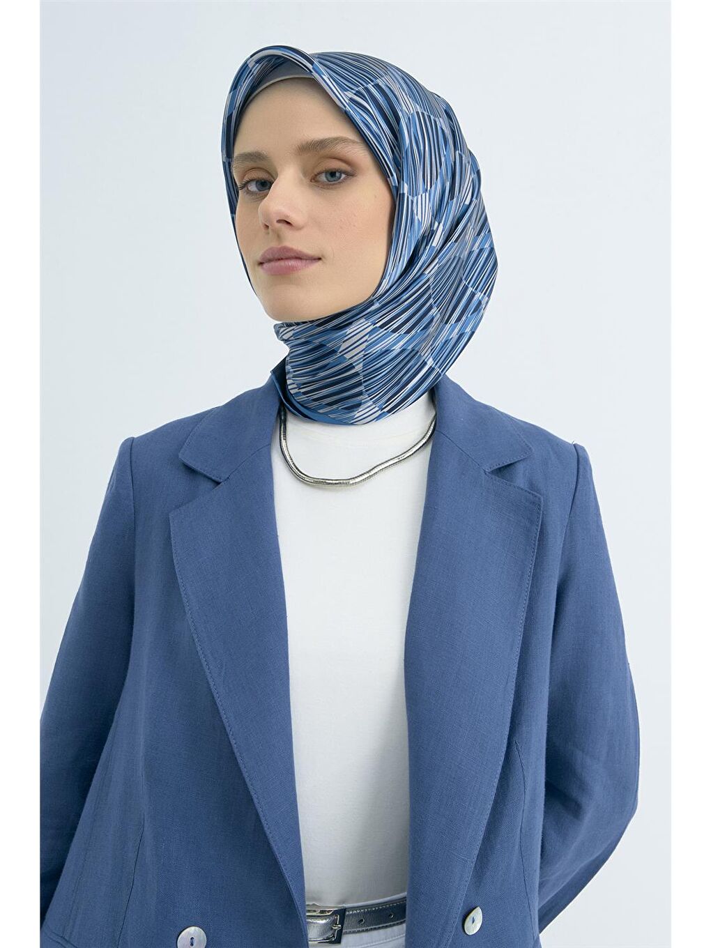 İndigo Saf İpek Twill Eşarp 9533D 87-2