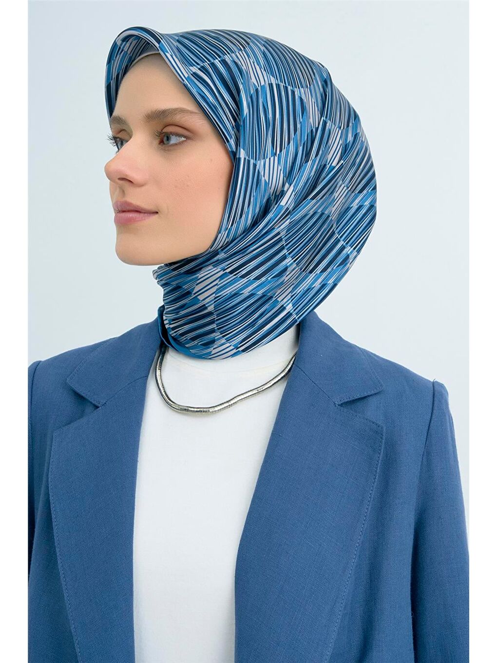 İndigo Saf İpek Twill Eşarp 9533D 87-3